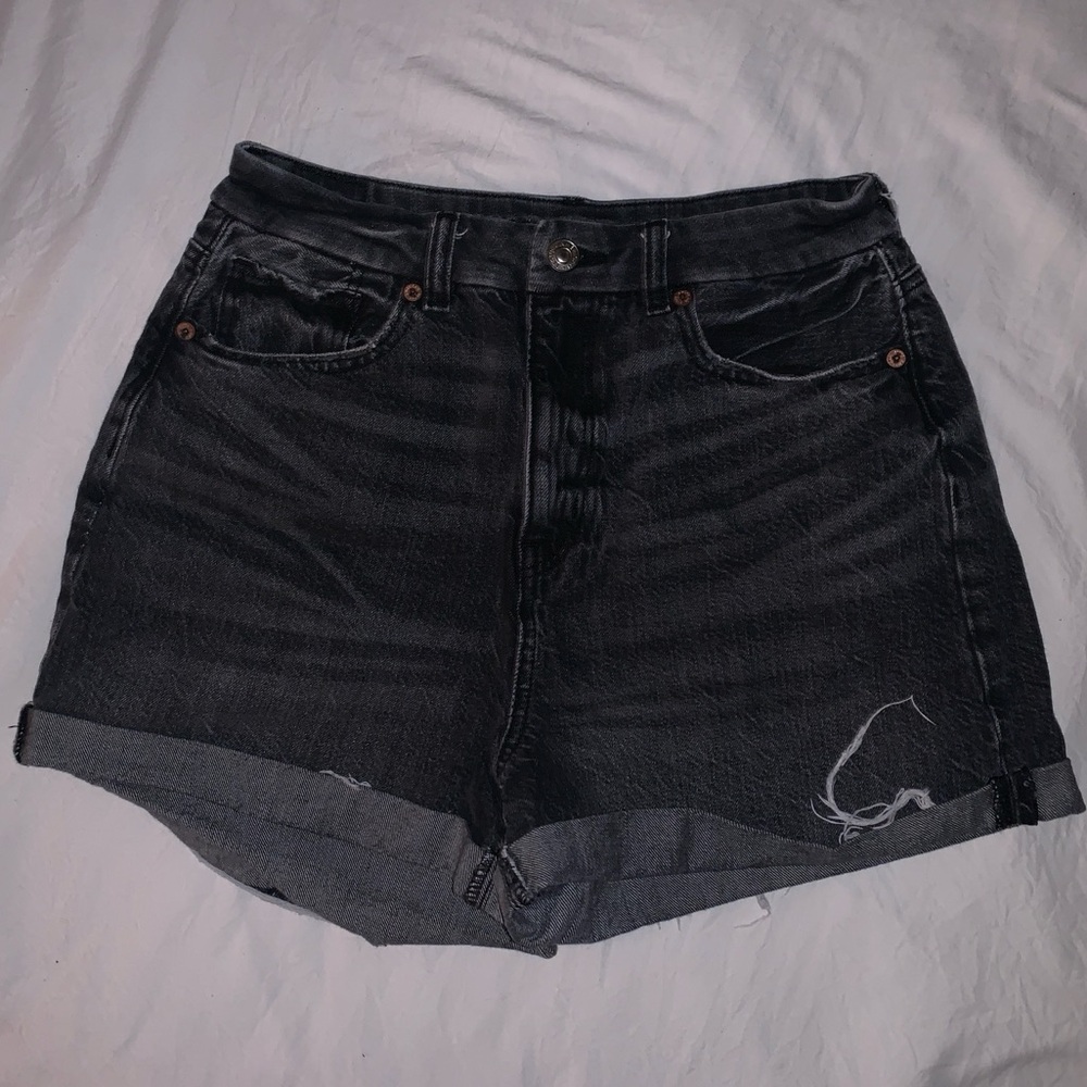 Classic American Eagle High Waisted Black Denim Women's Shorts
